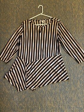 Striped black/beige Women's Top see thru